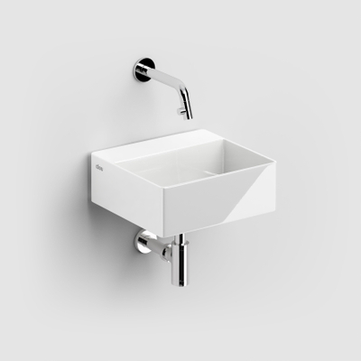 Clou New Flush Lave-main 28x27cm sans trou de robinet avec bonde céramique blanc brillant