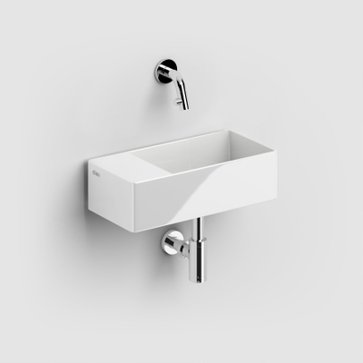 Clou New Flush lave-mains 35x18cm inclus ensemble de vidage sans trou de robinet Céramique Blanc