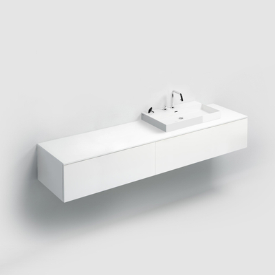 Clou Hammock plan vasque 200x50x1cm pour meuble à tiroirs/cadre sans vasque blanc