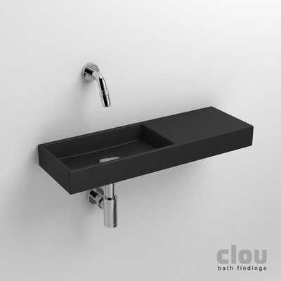 Clou Mini Wash Me fontein 56x19cm zonder kraangat rechts Keramiek Zwart mat