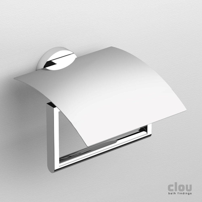 Clou Flat toiletrolhouder 12.2x8.2cm met klep chroom