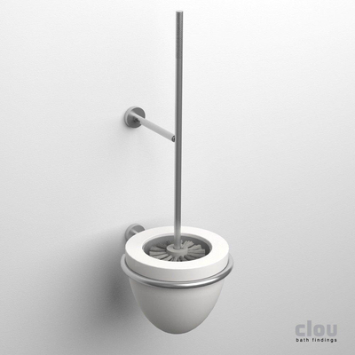 Clou Slim toiletborstelgarnituur wandmodel rvs geborsteld en aluite B13.2xH37xD16.2cm TWEEDEKANS