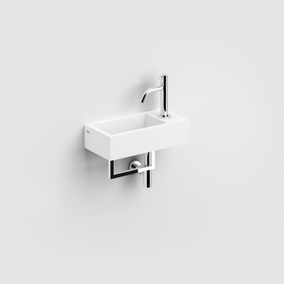 Clou Flush 3 lave-mains 36x18cm trou de robinet à droite avec porte-serviettes aluite Blanc mat