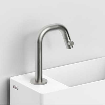 Clou kaldur robinet de lavabo 2x15,9cm bec court gauche acier inoxydable brossé