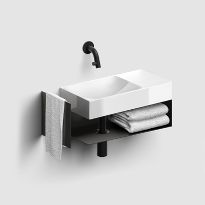 Clou Vale Meuble ouvert - 46x19x18.5cm - droite - avec porte-serviettes - noir