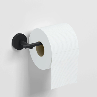 Clou Flat toiletrolhouder L vorm zonder klep mat zwart SHOWROOMMODEL