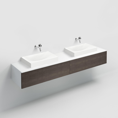 Clou Hammock plan vasque 220x50x1cm pour meuble à tiroirs/cadre sans vasque blanc