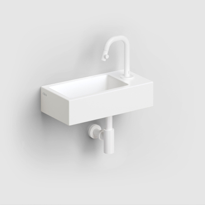 Clou Flush 3 lave-mains 36x18cm avec trou de robinetterie à droite blanc mat céramique