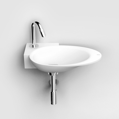 Clou First vasque à poser 38.8x24.6cm trou de robinetterie à gauche Aluite Blanc mat