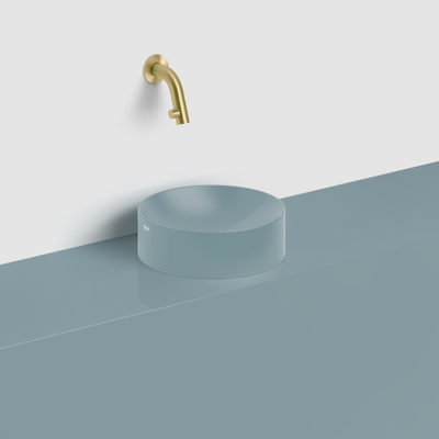 Clou Vale lave-mains 22cm céramique rond sans plage de robinetterie bleu mat