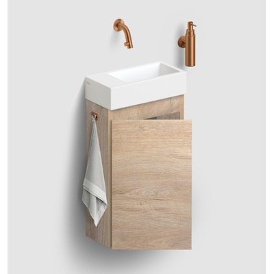 Clou InBe Meuble sous-lavabo pour lave-mains - 36x55x18cm - gauche - chêne grec