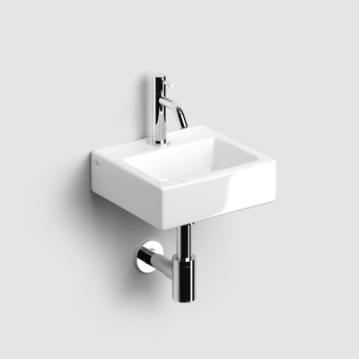 Clou InBe ensemble lavabo lave-mains 29x27cm n°1 incluant robinet central bonde et siphon céramique Blanc