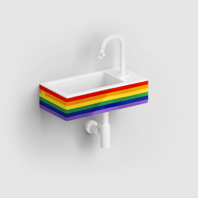 Clou Flush 3 fontaine - 36x18x9cm - céramique - 1 trou de robinet à droite - finition arc-en-ciel brillante (multicolore)