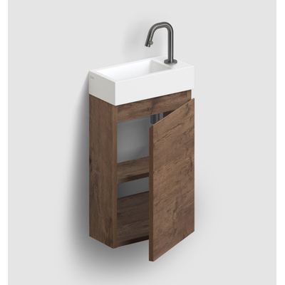 Clou InBe Meuble de lavabo pour toilettes - 36x55x18cm - droite - chêne foncé