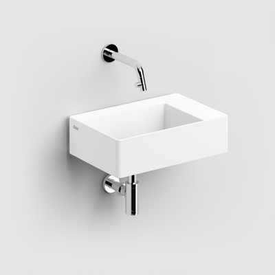 Clou Flush lave-mains 35,5x24,5cm trou de robinet pré-percé aluite Blanc mat