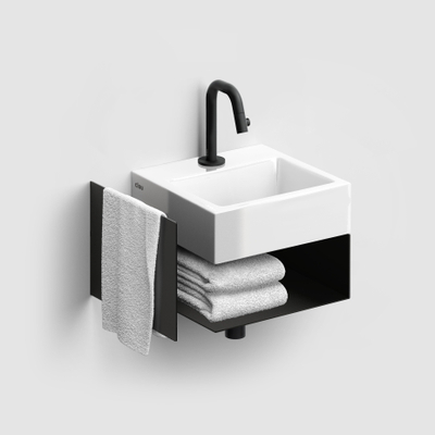 Clou Flush Open Armoire - 36.5x27x20.5cm - droite - avec porte-serviettes - noir