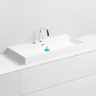 Clou Wash Me lavabo 90x42cm trous de robinetterie pré-percés Aluite Blanc mat