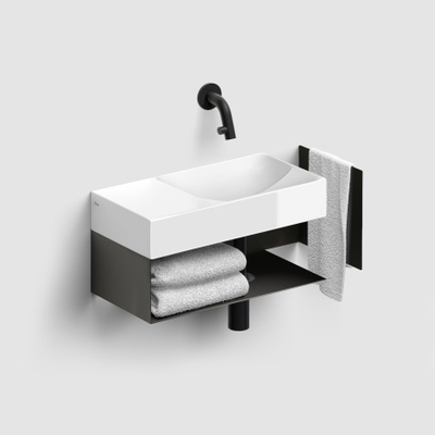 Clou Vale Armoire ouverte - 46x19x18.5cm - gauche - avec porte-serviettes - noir