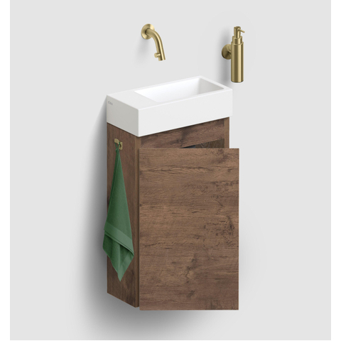 Clou InBe Meuble lave-mains - 36x55x18cm- gauche - chêne foncé SW1209484