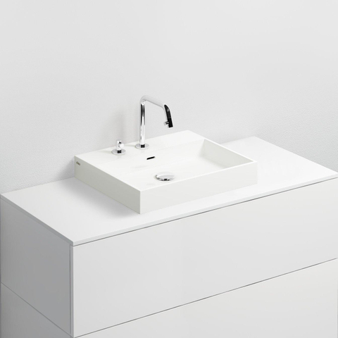 Clou Wash Me wastafel 50x42cm zonder plug mineraalsteen Wit SW9249
