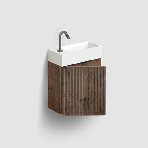 Clou Verti meuble sous lave-mains porte nervurée chêne foncé h.35,5 cm SW1442011
