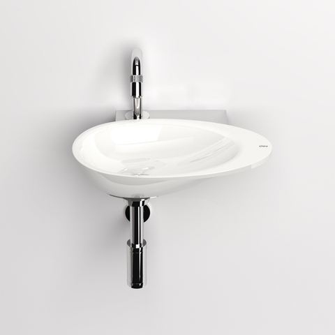 Clou First lave-mains - 36x21.8x8cm - ovale - pierre minérale - sans trou robinet - blanc SW9274