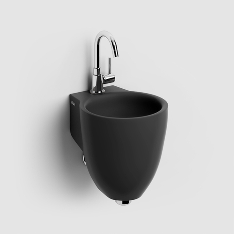 Clou Flush lave-mains - 27x31.5x28cm - ovale - trou robinet centre - sans trop-plein - noir mat SW9360