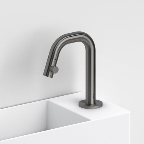 Clou Kaldur robinet de lavabo compact bec court R gunmetal brossé PVD SW799385