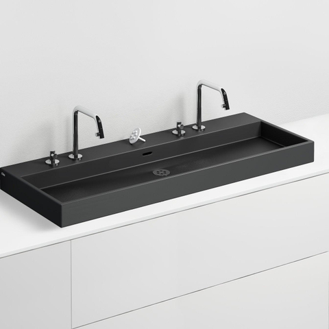 Clou Wash Me lavabo 110x42cm sans bonde Céramique Noir mat SW9258