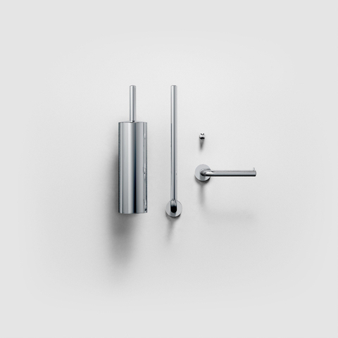 Clou InBe Ensemble porte-balai de toilettes 8x35.7cm montage mural chrome SW9806