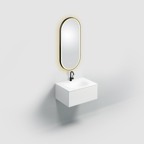 Clou Look at Me miroir – ovale – 45 x 100 cm – LED indirecte tout autour – Noir mat SW636634