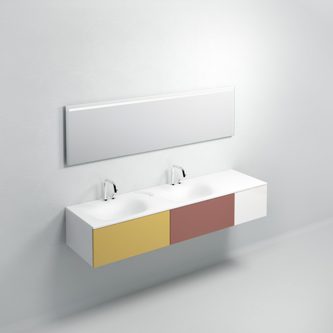 Clou Hammock plan de lavabo 180x50,3cm double vasque à gauche sans trous de robinetterie Aluite Blanc mat SW108217