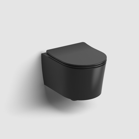 Clou InBe WC suspendu – compact – sans bride – 36,5 x 48 cm – avec abattant softclose – noir mat SW993248