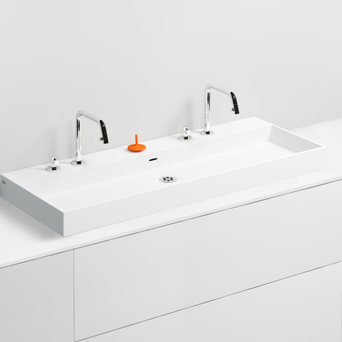 Clou Wash Me lavabo 110x42cm 7 trous de robinet prédécoupés aluite Blanc mat SW9247