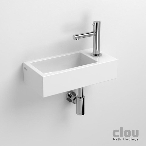 Clou Flush 3 fontein met kraangat en plug rechts wit keramiek B36xH9xD18cm TWEEDEKANS OUT4548