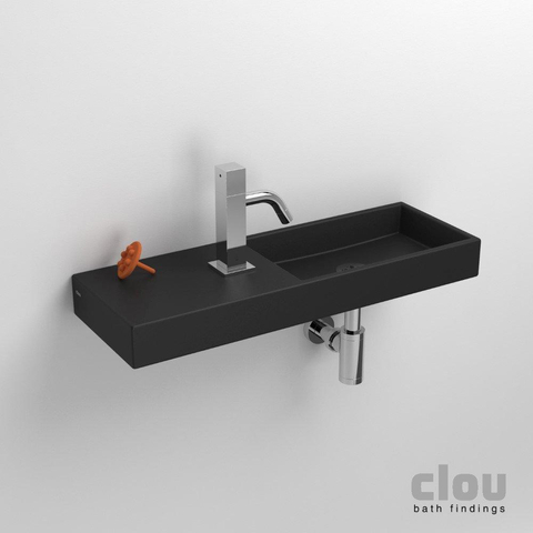 Clou Mini Wash Me Lave-main avec trou pour robinetterie gauche 56x6x19cm céramique noir mat SW9315