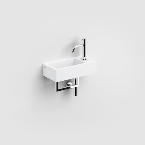 Clou Flush 3 lave-mains 36x18cm trou de robinet à droite avec porte-serviettes aluite Blanc mat SW102685
