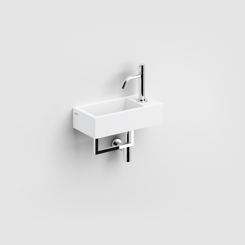 Clou Flush 3 Lave-mains 36cm avec trou de robinet perçable droite et porte-serviette aluite blanc SW102685
