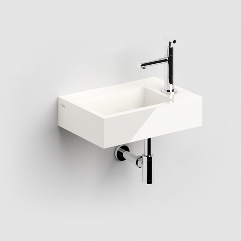 Clou Flush 2 fontein 36x9x24.5cm voorbewerkt kraangat mineraalsteen Wit- licht beschadigd- OUTLETSTORE STORE44678