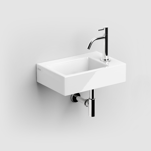 Clou Flush lave-mains - 36x24.5x9cm - rectangulaire - céramique - trou robinet droite - blanc SW9326