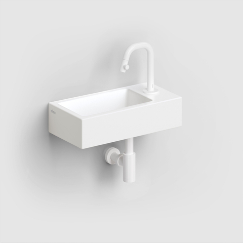 Clou Flush 3 lave-mains 36x18cm avec trou de robinetterie à droite blanc mat céramique SW795713
