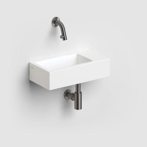 Clou Flush fontein - 36x18x9cm - zonder kraangat - rechts - zonder overloop - mat wit SW795715
