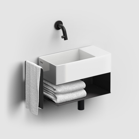 Clou New Flush Armoire ouverte - 44x18x21.2cm - droite - avec porte-serviettes - noir SW928524