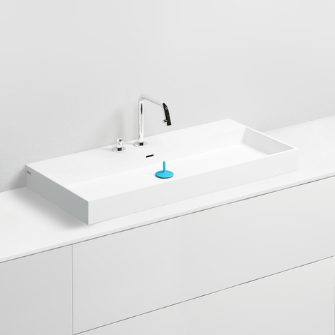 Clou Wash Me lavabo 90x42cm trous de robinetterie pré-percés Aluite Blanc mat SW9245