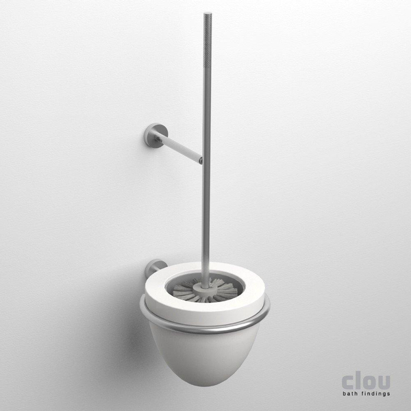 Clou Slim toiletborstelgarnituur wandmodel rvs geborsteld en aluite B13.2xH37xD16.2cm CL/09.03042.41