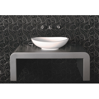 Crosstone Perre lavabo à poser 36x61,5x17cm 0 trous de robinet ovale Solid Surface blanc mat