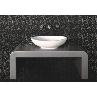 Crosstone Perre lavabo à poser 36x61,5x17cm 0 trous de robinet ovale Solid Surface blanc mat