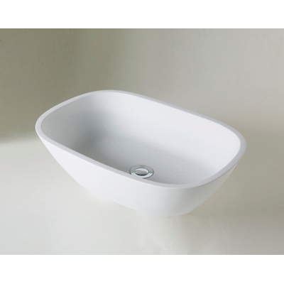 Crosstone Maike lavabo à poser 36x53x13,5cm 0 trous de robinetterie Solid Surface blanc mat