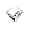 Crosswater Belgravia Wastafelkraan - laag - witte rechte grepen - trekwaste - hoogglans chroom SW24289