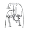 Robinet baignoire sur pied Crosswater Belgravia 2 voies avec douchette à main poignées blanches chrome SW24322